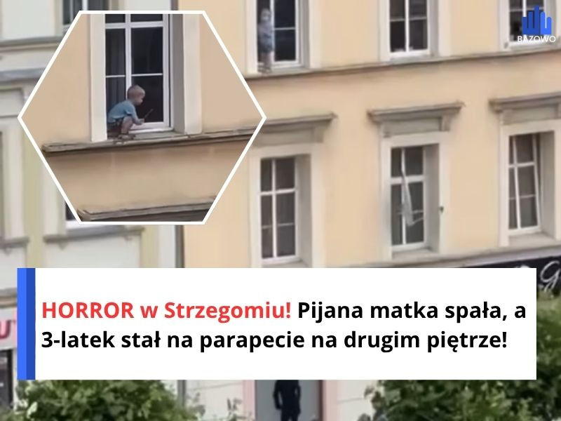 HORROR w Strzegomiu! Pijana matka spała, a 3-latek stał na parapecie na drugim piętrze! WIDEO wyciska łzy!